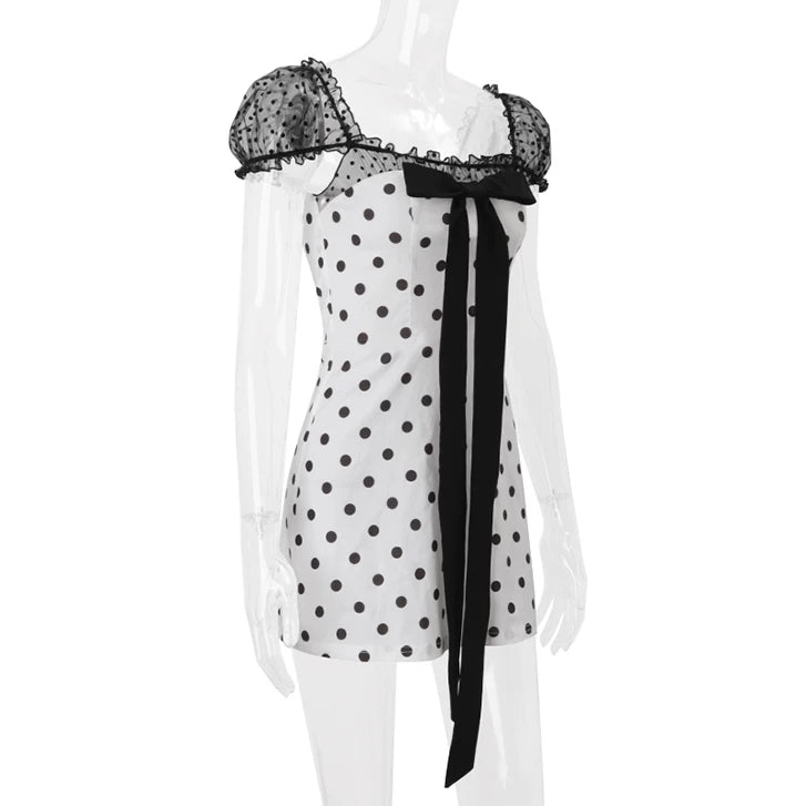 LaPose - Isabellah Polka Dot Lace Mini Dress
