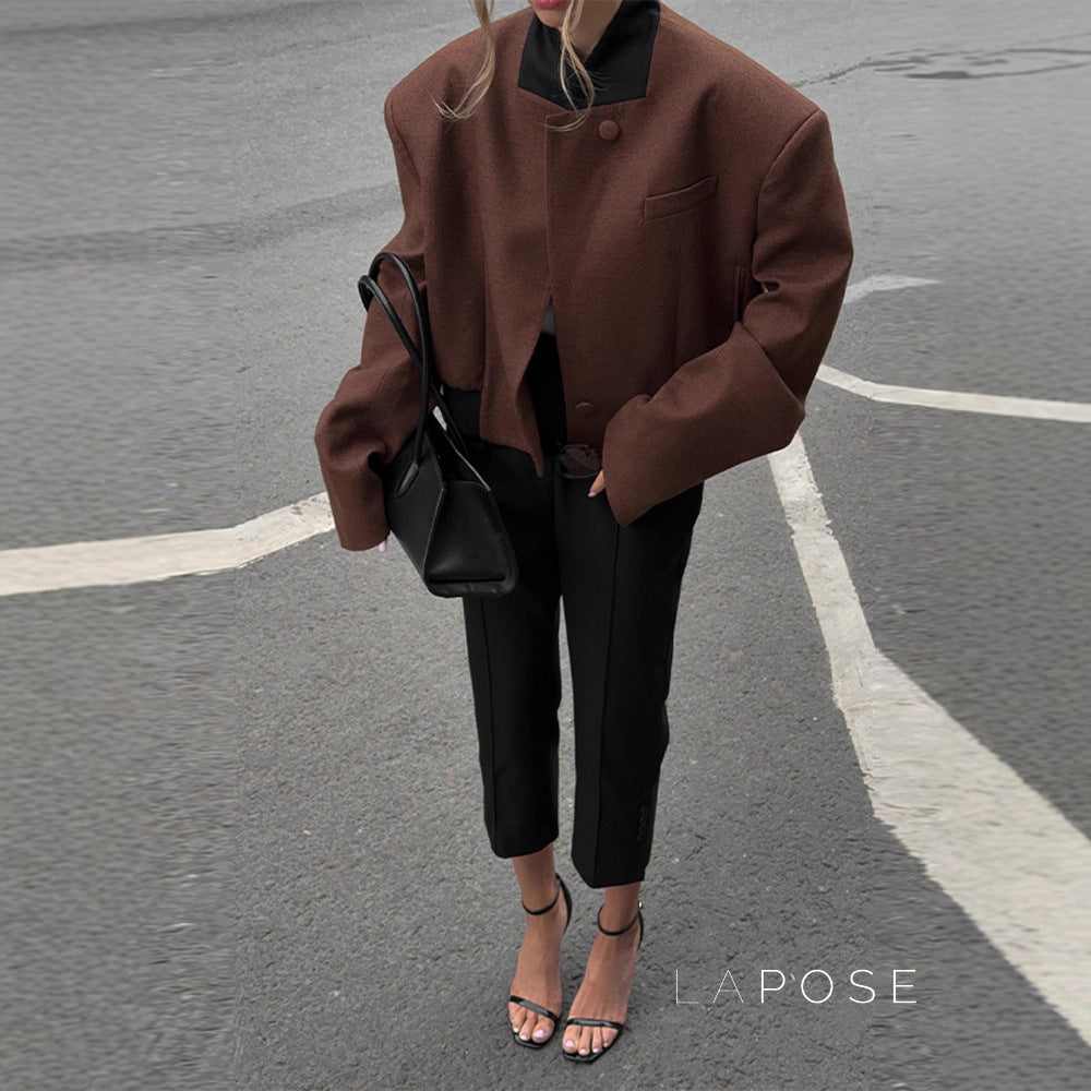 Isela Padded Shoulder Cropped Jacket [KQGSJIHW]