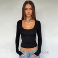 Itzayana Long Sleeve U-Neck Top [YR4LMPJV]