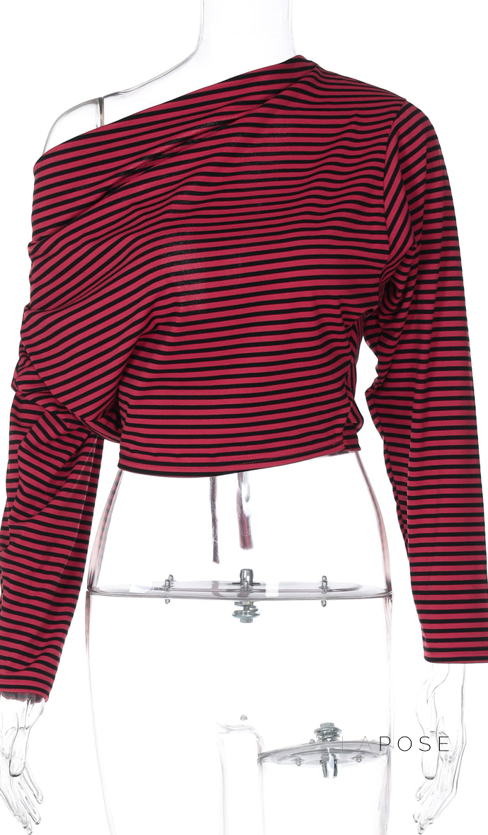 Ivee Slanted Stripe Crop Top [AA89BOPZ]