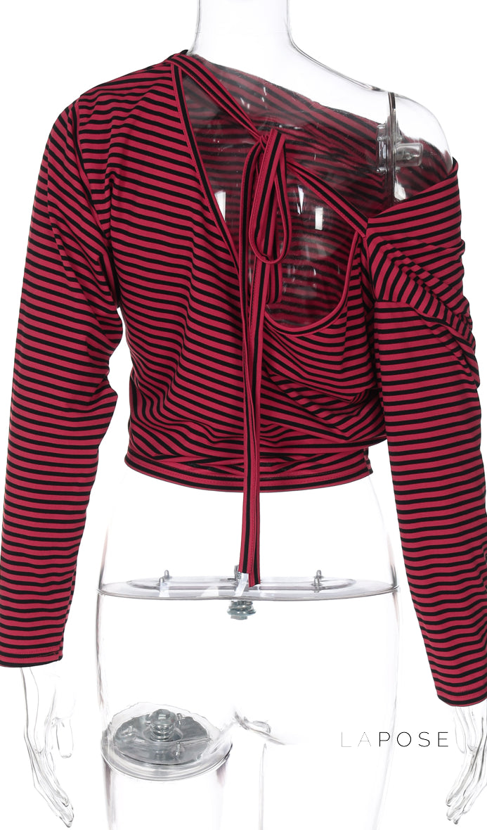 Ivee Slanted Stripe Crop Top [POU5SONY]