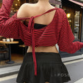 Ivee Slanted Stripe Crop Top [HL63IO25]