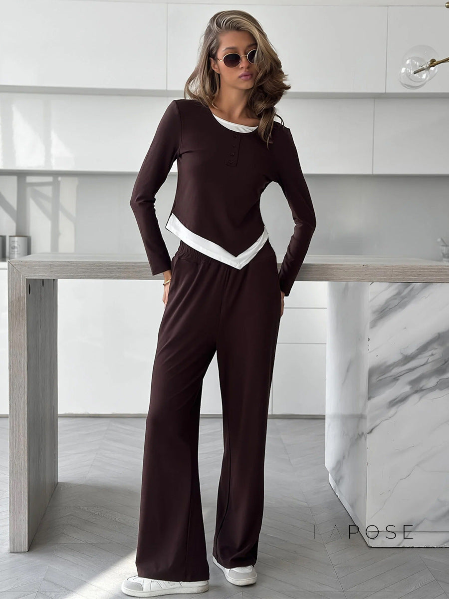 Ivey Patchwork Lounge Pant Set [80ZNU1B5]