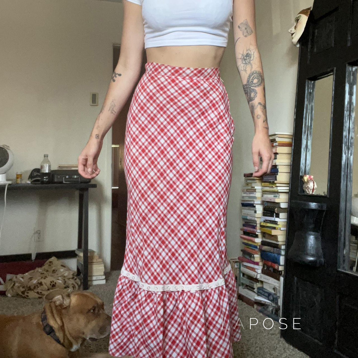 Ivyana Plaid Fishtail Midi Skirt [UOHFLNW3]