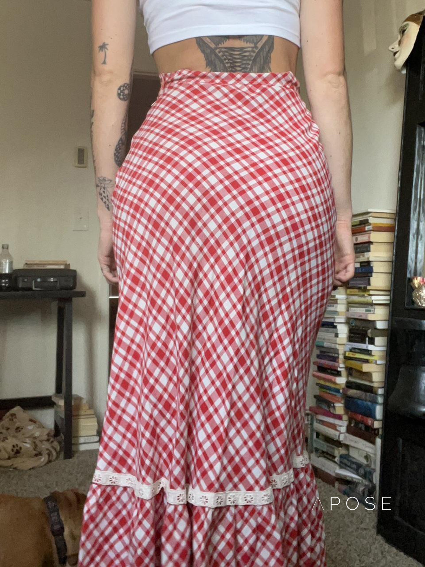 Ivyana Plaid Fishtail Midi Skirt [S5LWVK89]