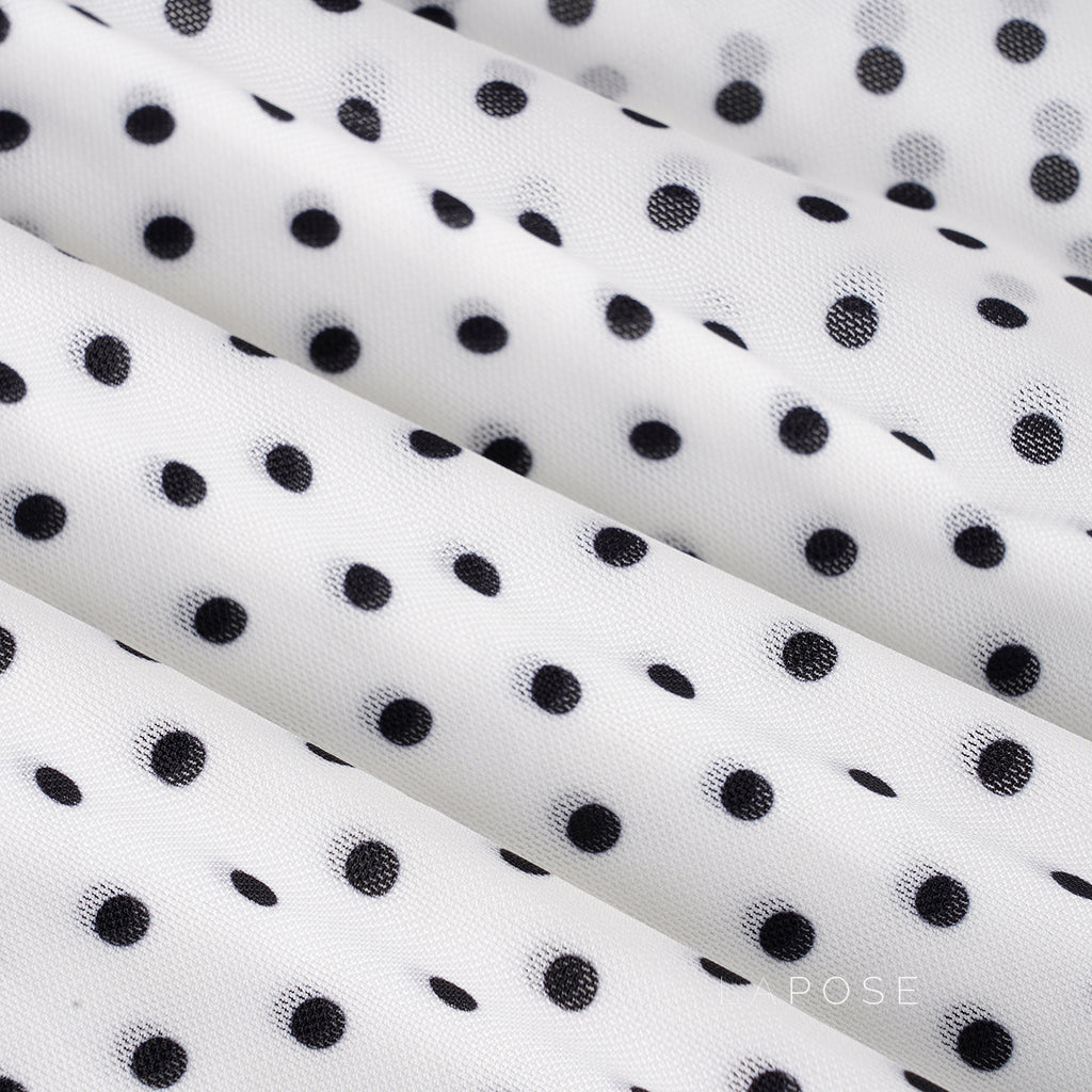 Izel Polka Dot Mesh Midi Skirt