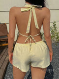 Jacee Lace-Up Halter Short Set [54MWOA5M]