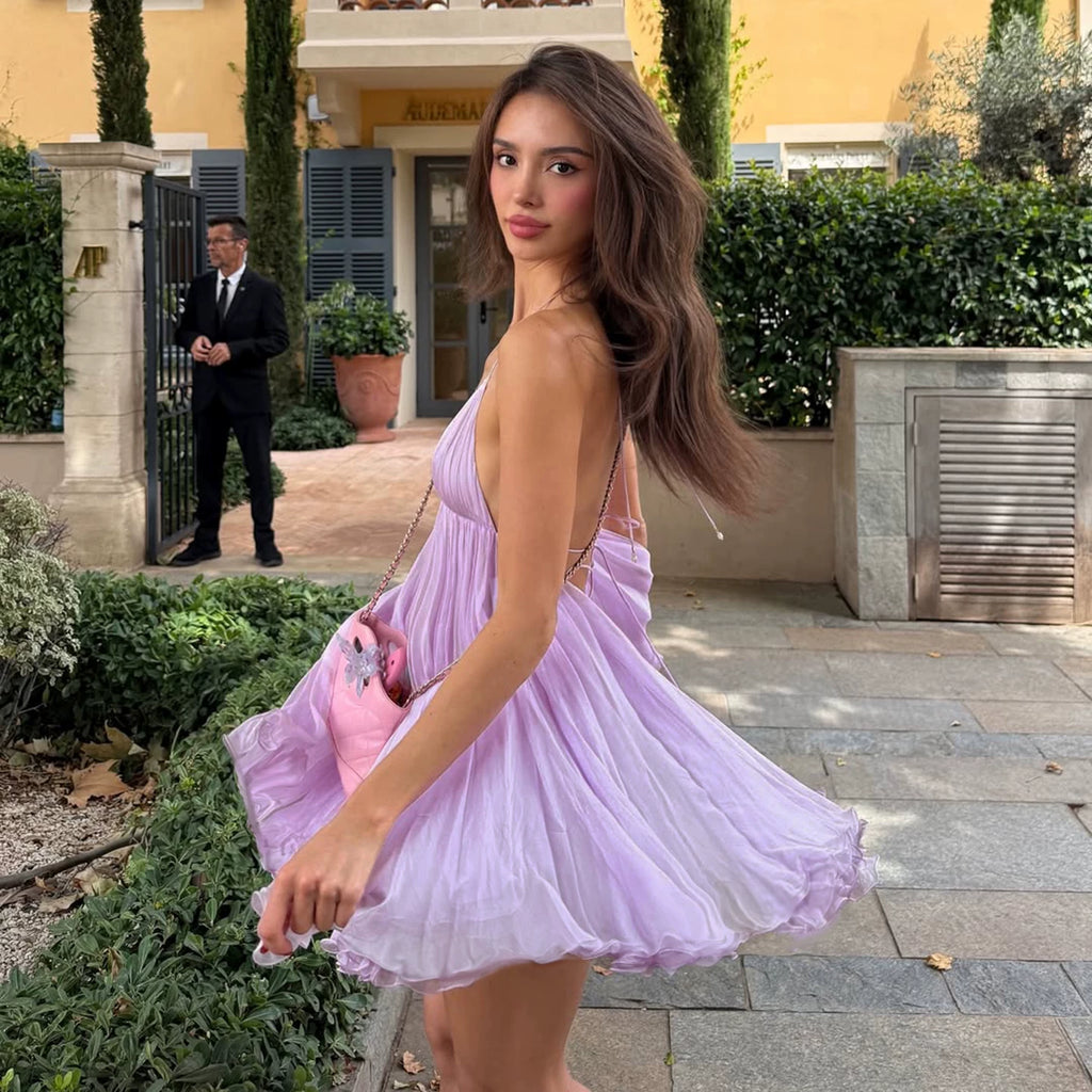 LaPose - Jacklyn Backless Halter Mini Dress