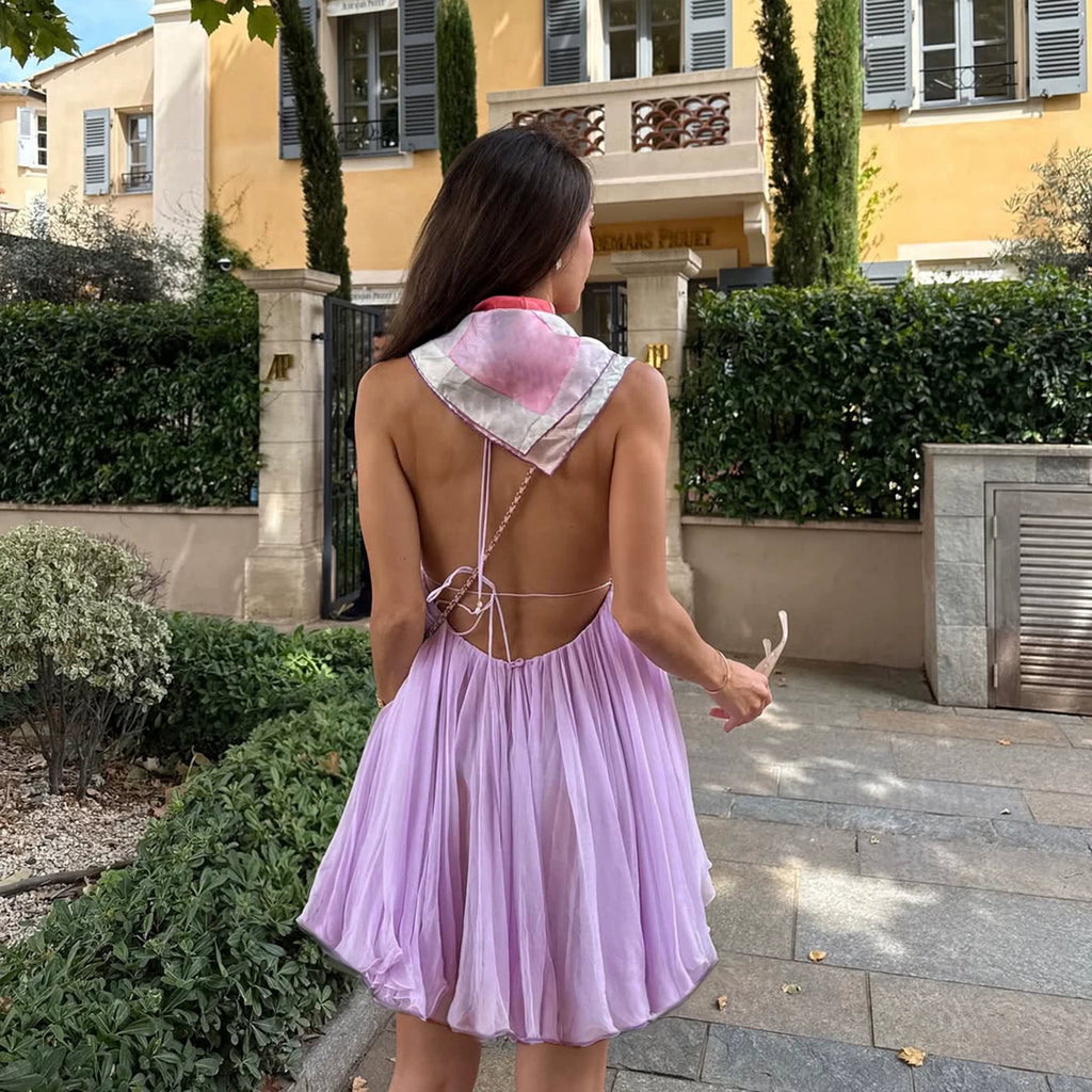LaPose - Jacklyn Backless Halter Mini Dress
