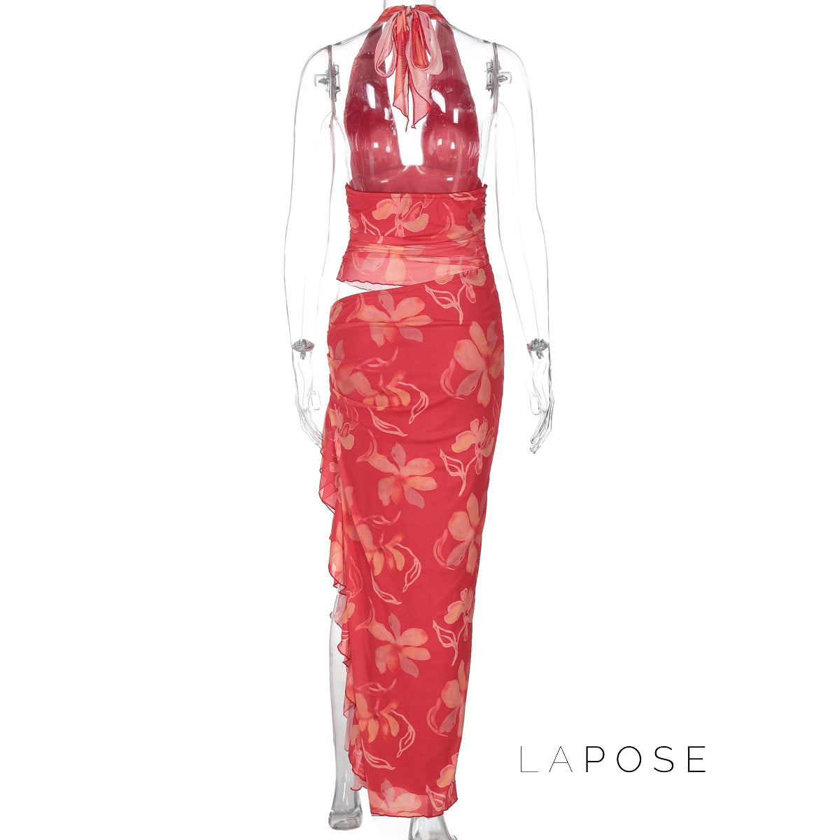 Jadore Ruffle Halter Maxi Dress [BX0TJT1F]
