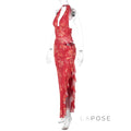 Jadore Ruffle Halter Maxi Dress [LRD26X1K]