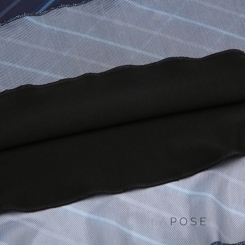 Jaelyn Striped Mesh Midi Skirt [7SSVU682]