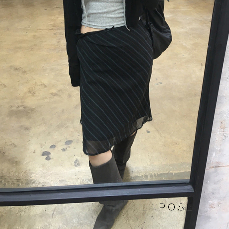Jaelyn Striped Mesh Midi Skirt [KDIL9KRL]
