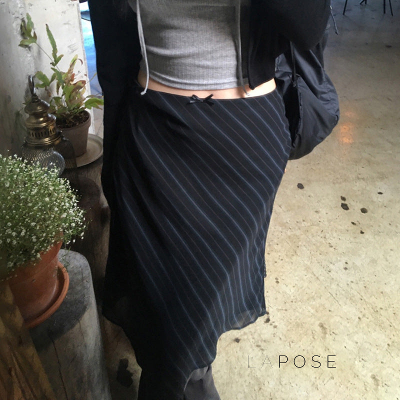 Jaelyn Striped Mesh Midi Skirt [PYADEW0Z]
