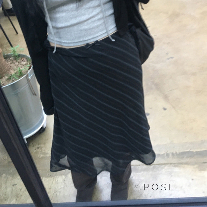 Jaelyn Striped Mesh Midi Skirt [XYWPYSHY]