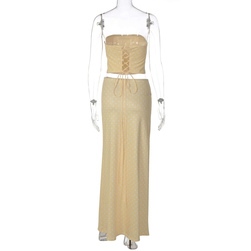 LaPose - Jaicee Polka Dot Maxi Skirt Set