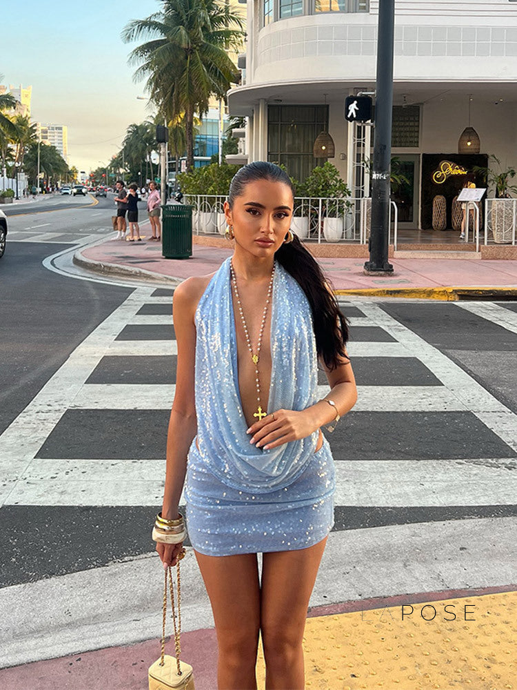 Jaicee Sequin Halter Skirt Set [LY3LL397]