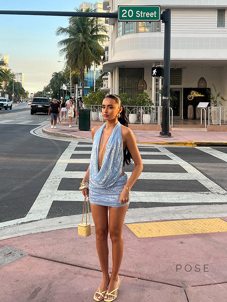 Jaicee Sequin Halter Skirt Set [8DM57NSJ]