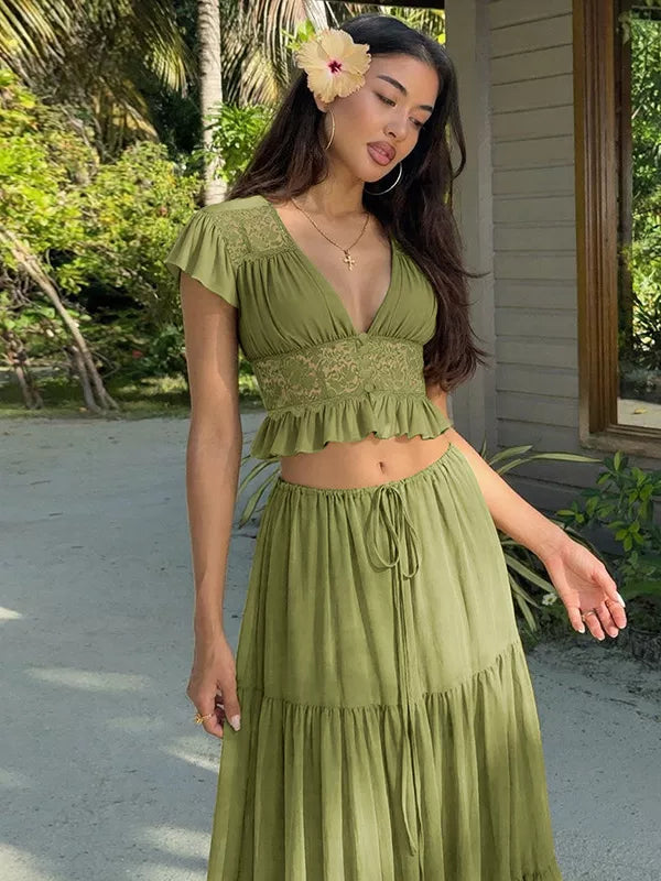 LaPose - Jaiden Chiffon Lace Maxi Set