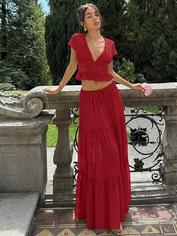 LaPose - Jaiden Chiffon Lace Maxi Set