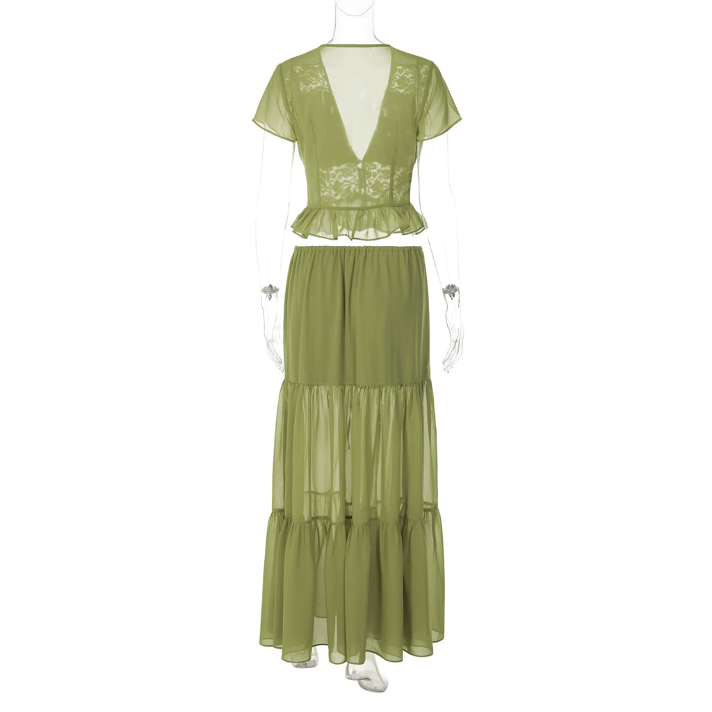 LaPose - Jaiden Chiffon Lace Maxi Set