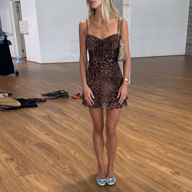 LaPose - Jaliyah Leopard Ruffle Mini Dress