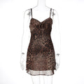 LaPose - Jaliyah Leopard Ruffle Mini Dress - Coffee Brown Color