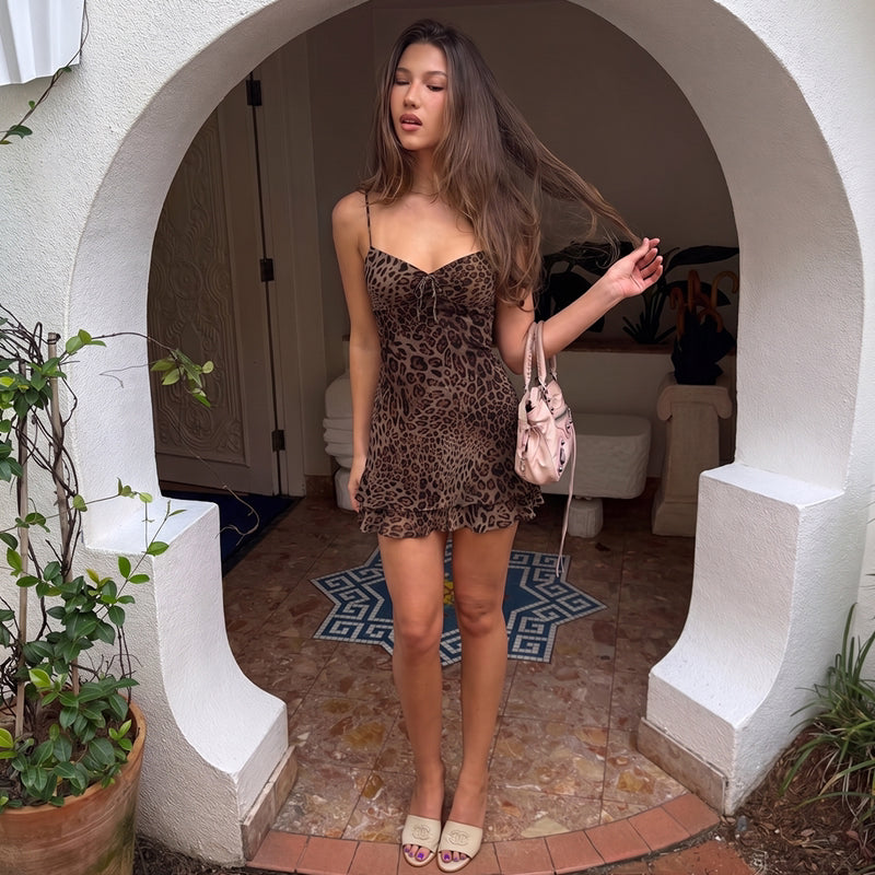 LaPose - Jaliyah Leopard Ruffle Mini Dress