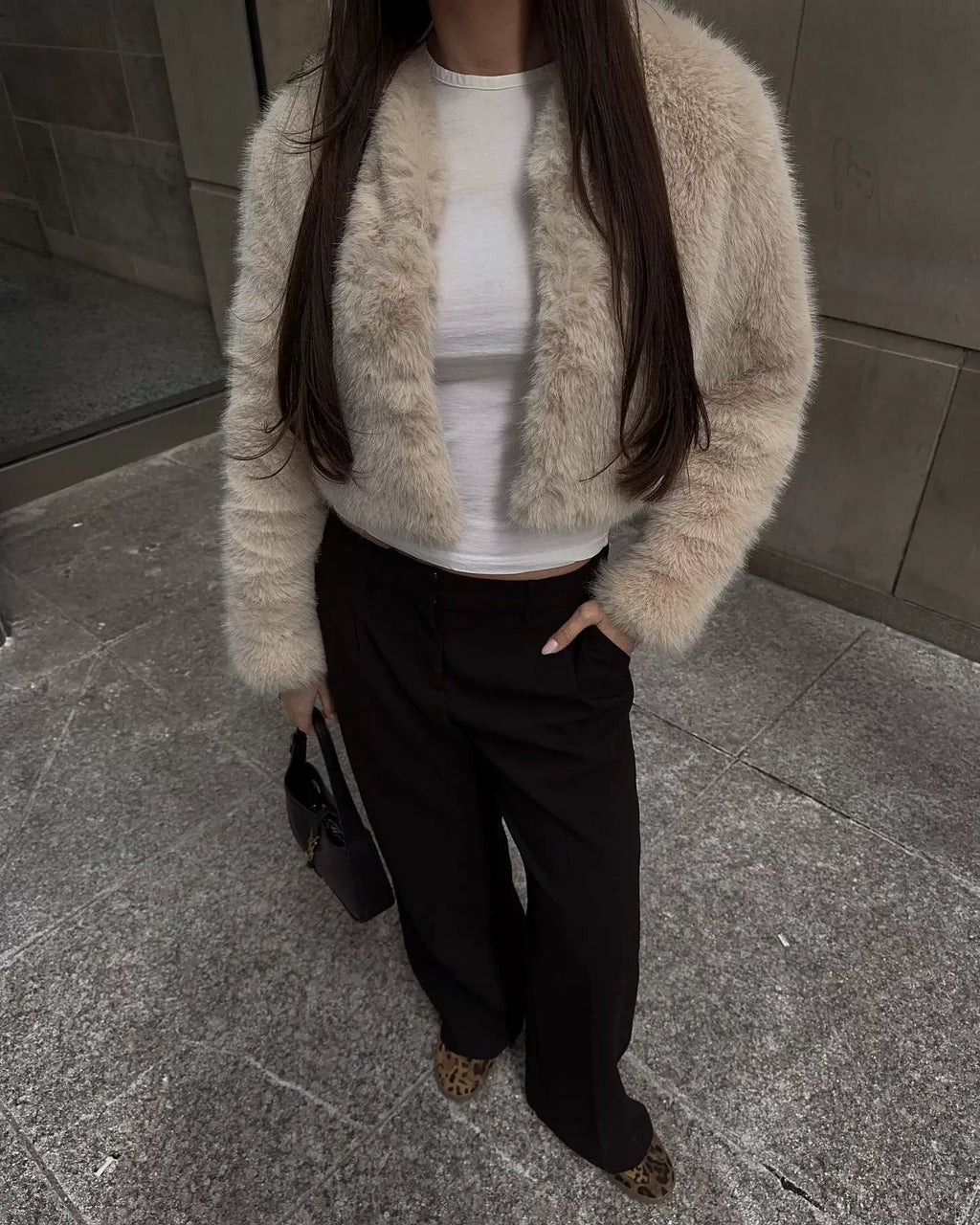 LaPose - Janayah Cropped Faux Fur Jacket