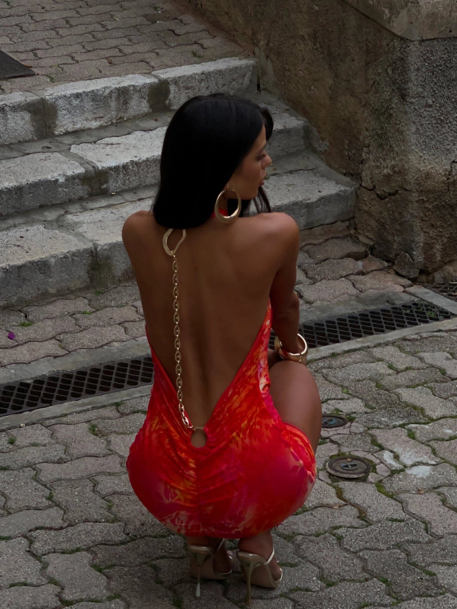 LaPose Jania Tropicana Ruched Mini Dress