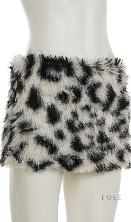 Jasmin Plush Leopard Mini Skirt [NLBY5QYK]
