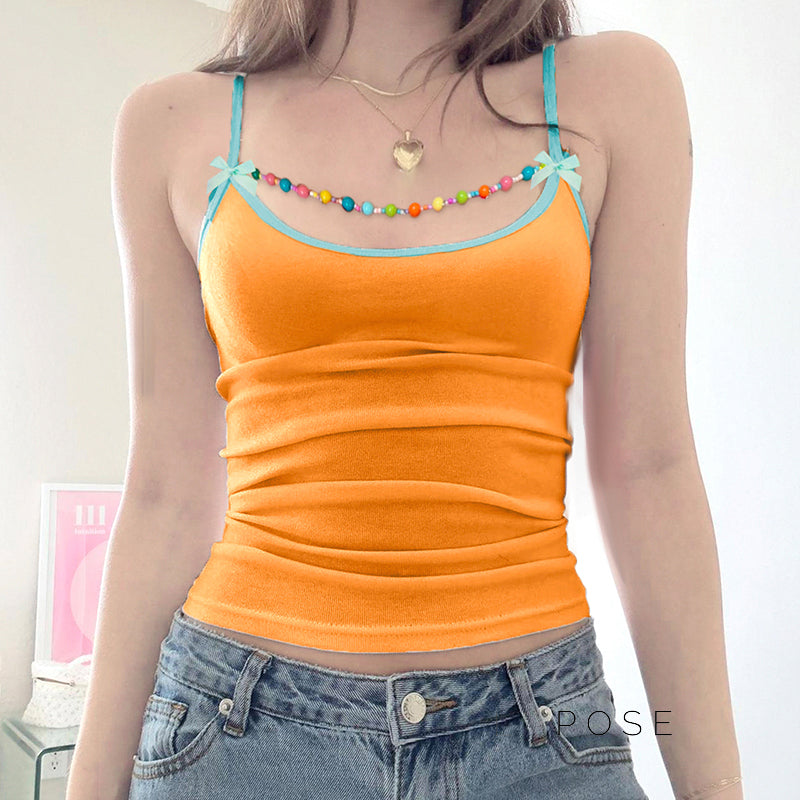 Jayana Beaded Bow Crop Top [SL8BTUVA]