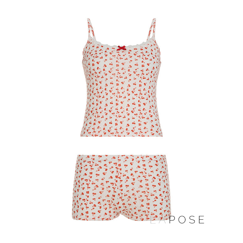 Jaycie Cherry Print Lounge Set [FH9DYADL]