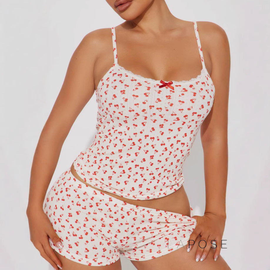 Jaycie Cherry Print Lounge Set [FN88R10B]