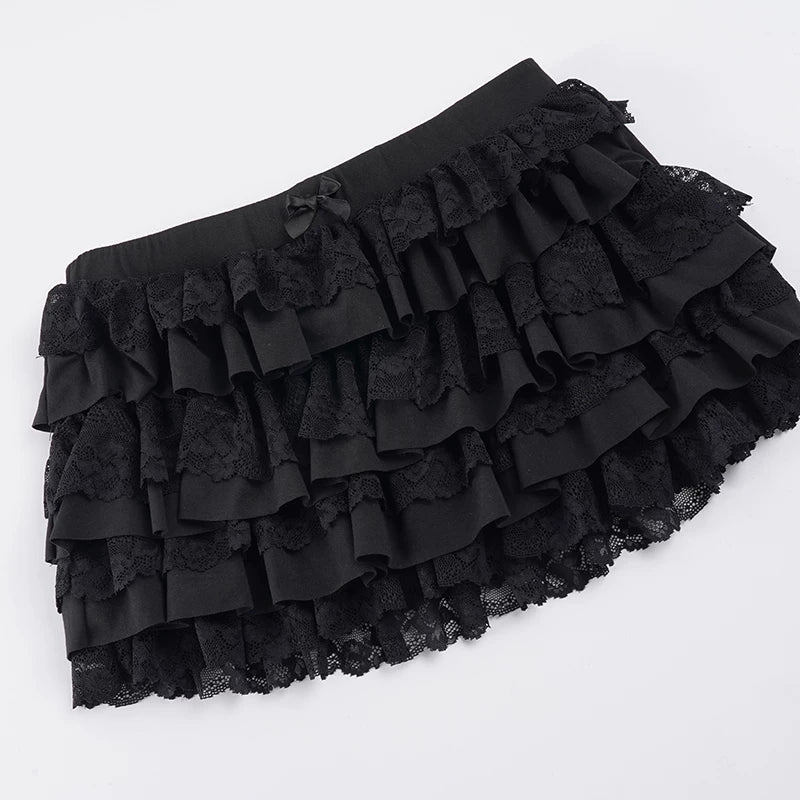 LaPose - Jayla Ruffled Lace Mini Skirt