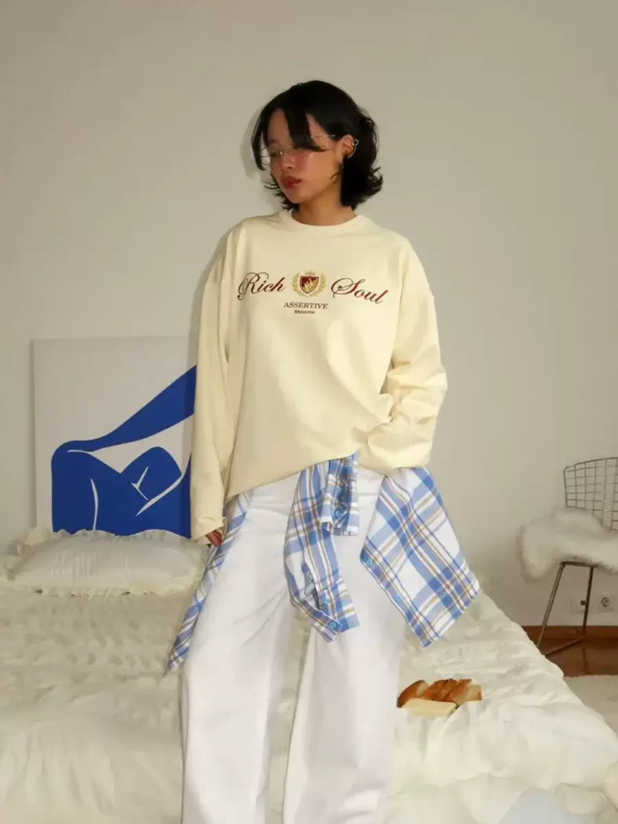LaPose - Jayme Graphic Long Sleeve Top - Apricot Color