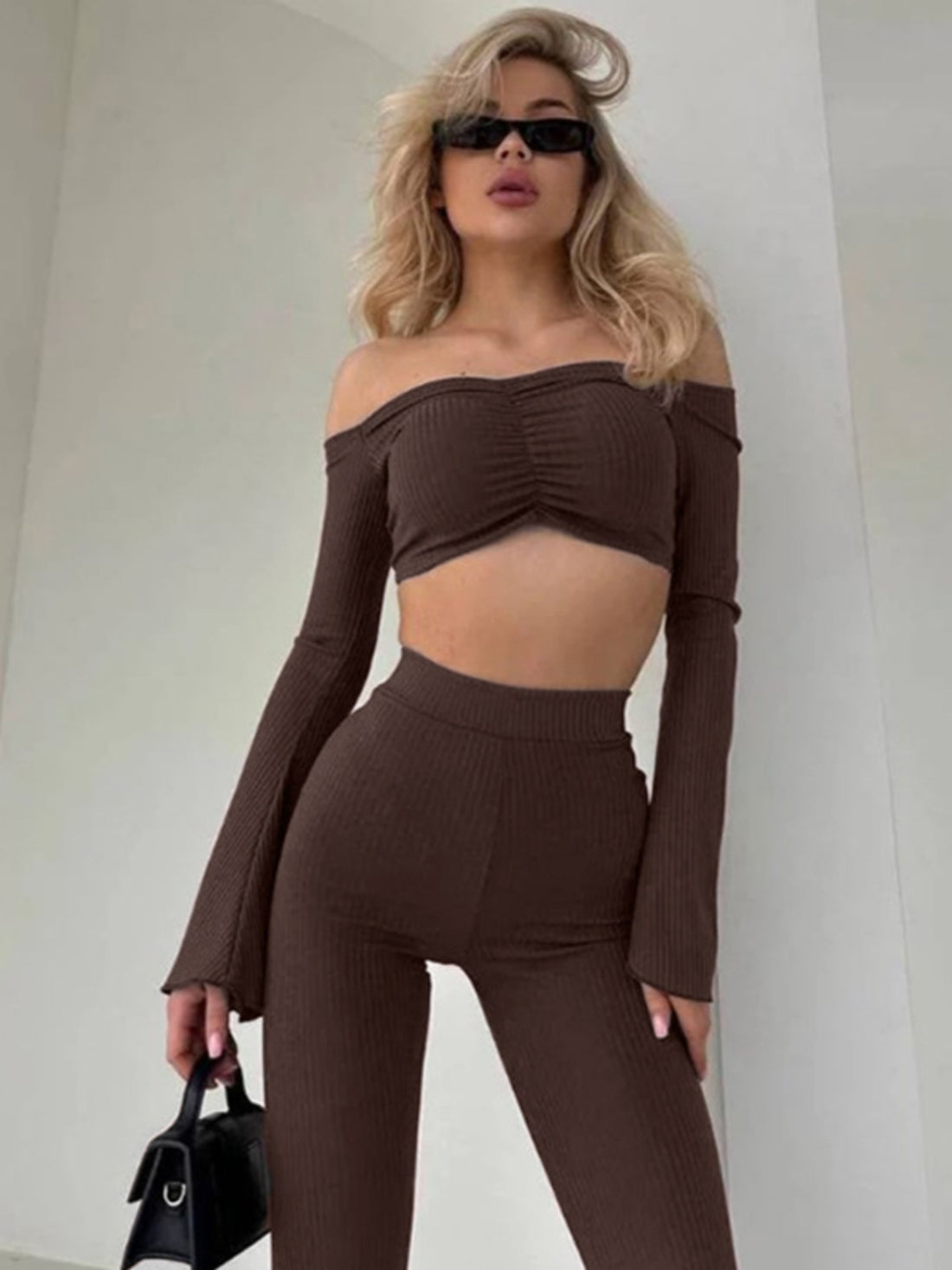 Jazmin One-Shoulder Pleated Pant Set [ZUCSBY07]