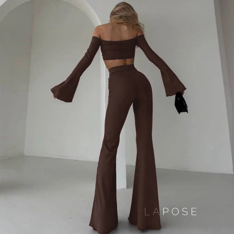 Jazmin One-Shoulder Pleated Pant Set [70BLCJQA]