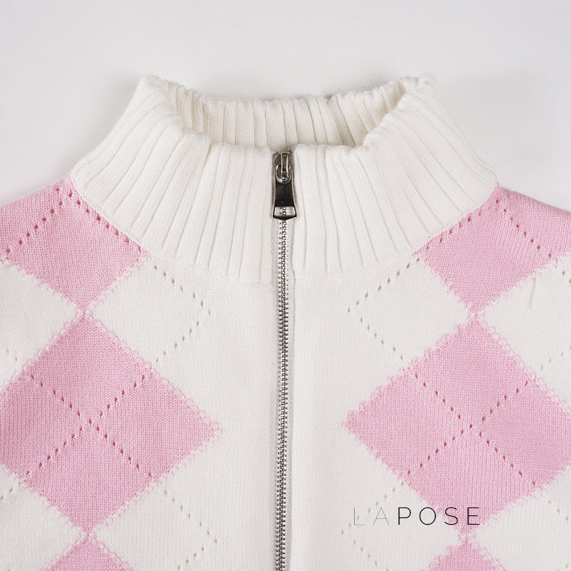 Jenesis Plaid Knit Cardigan [YDXARV5S]