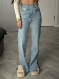 Jenessa Flared Split Hem Jeans [EHVQEVQU]