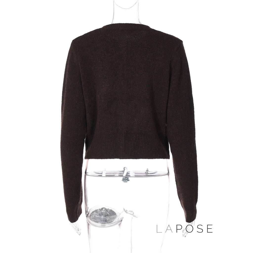 Jennah Coffee Knit Cardigan [6GZKOA97]