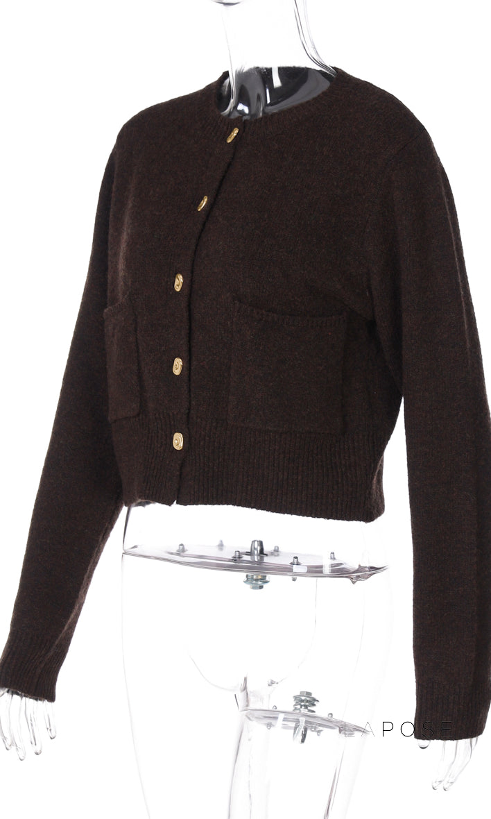 Jennah Coffee Knit Cardigan [BO9B5V71]