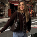 Jennah Coffee Knit Cardigan [S6PROPKV]