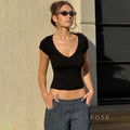 Jennie V-Neck Crop Top [CACBE27H]