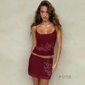 Jensen Rhinestone Mini Skirt Set [XGRY52A2]
