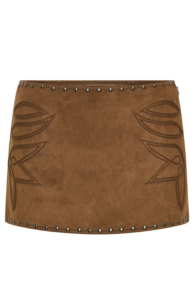 LaPose Jermany Studded Suede Mini Skirt