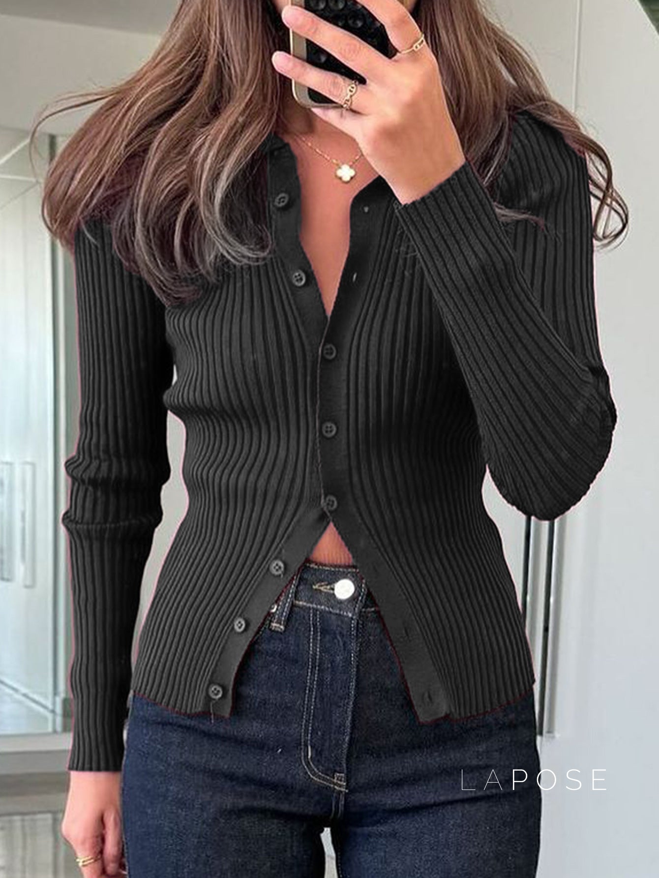 Jessalynn Knit Polo Top [A29AHW78]