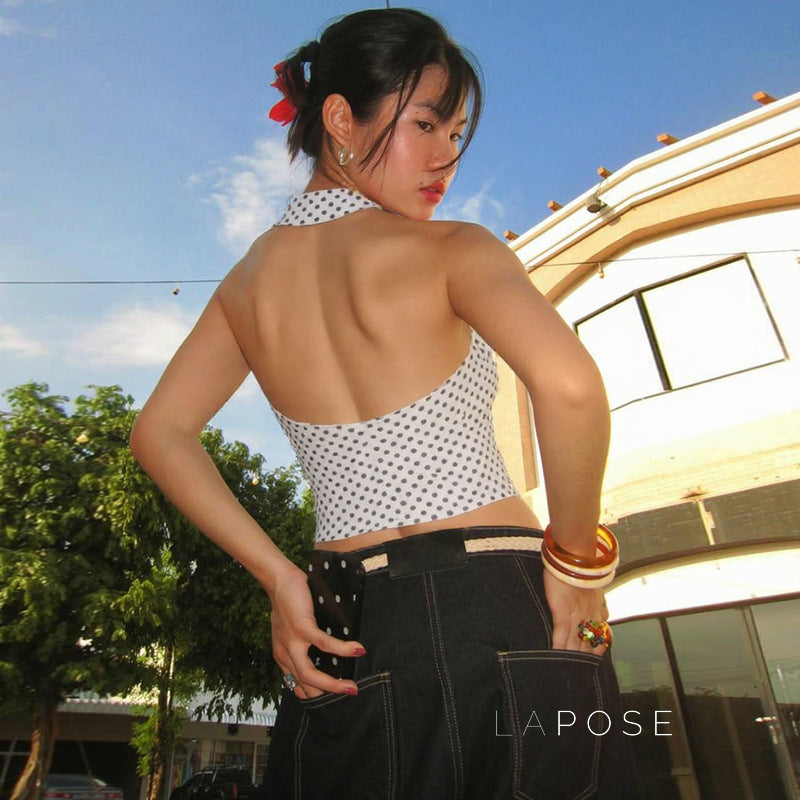 Joan Polka Dot Halter Top [QKUB9PEK]