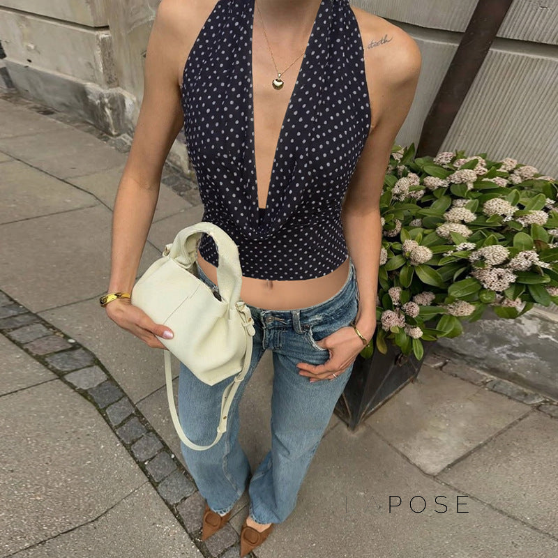 Joan Polka Dot Halter Top [QU6N8BI8]