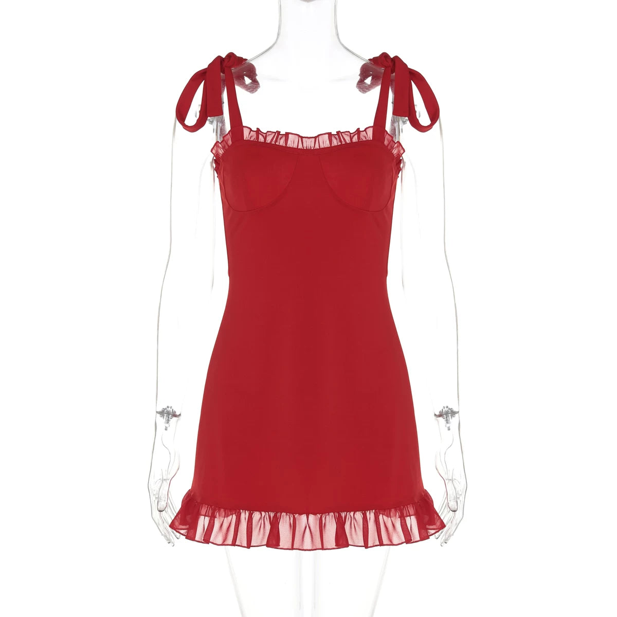 Johannah Ruffle Trim Tie Strap Mini Dress